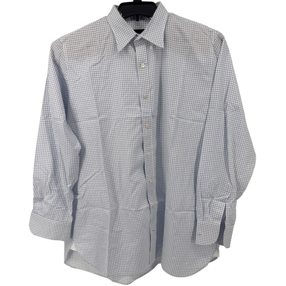 New & Lingwood Shirt 3XL Blue‎ Check Long Sleeve Button Down 100% Cotton